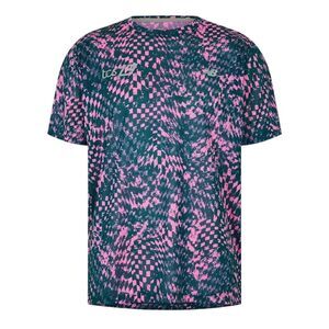 New Balance Mens Performance Short-Sleeved Running Top / Pink/Navy